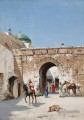HORSEMAN à la porte d’une ville d’Afrique du Nord Victor Huguet orientaliste